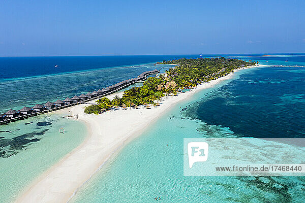 Scenic view of villa houses at Kuredu  Maldives