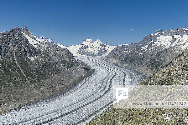Scenic view of Aletsch Glacier in Bernese Alps