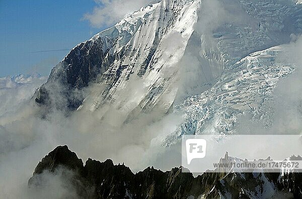 Snow-capped mountains and glaciers  clouds  mountain ridge  wilderness  aerial view  Wrangell-St. Elias National Park  McCarthy  Alaska  USA  North America