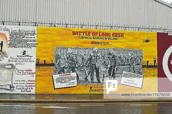 Nordirlandkonflikt  Mural  politisches Graffiti an Mauer in West-Belfast  die an den Bürgerkrieg zwischen Protestanten und Katholiken erinnern  Belfast  County Antrim  Nordirland  Großbritannien  Europa