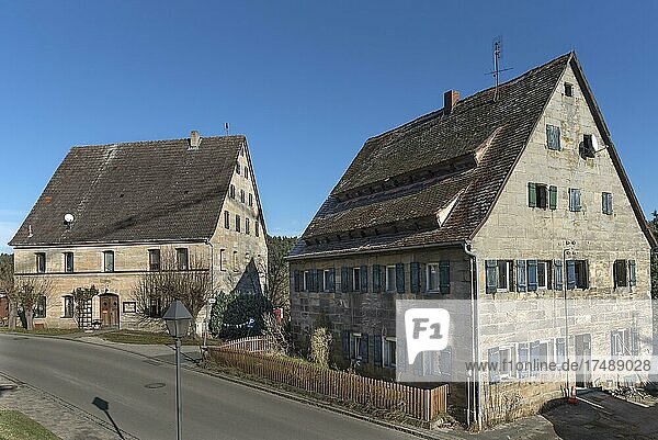 Historische Fränkische Bauernhäuser  Simonshofen  Mittelfranken  Bayern  Deutschland  Europa