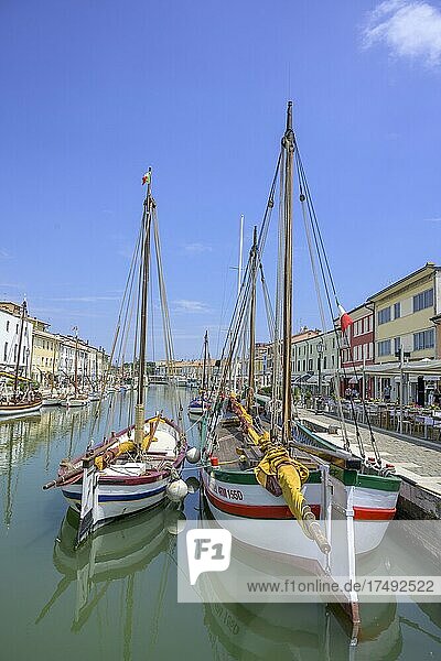 Old sailing ships in the port of  Cesenatico  province of Forlì-Cesena  Italy  planned by Leonardo da Vinci  Europe