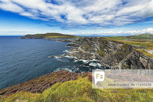 Zerklüftete Steilküste mit Blick auf den Atlantik  Kerry Cliffs  Panoramastraße Skellig Ring  Portmagee  Halbinsel Iveragh  Kerry  Irland  Europa