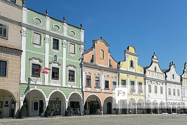 Renaissance- und Barockhäuser  Marktplatz  Altstadt  Telc  Teltsch  Okres Jihlava  Bezirk Iglau  Kraj Vysocina  Mähren  Tschechien  Europa