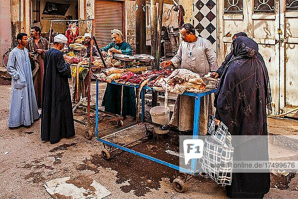 Fleischerei  Basar in der Altstadt  Luxor  Theben  Ägypten  Luxor  Theben  Ägypten  Afrika