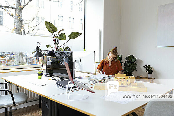Businesswoman working at place of work