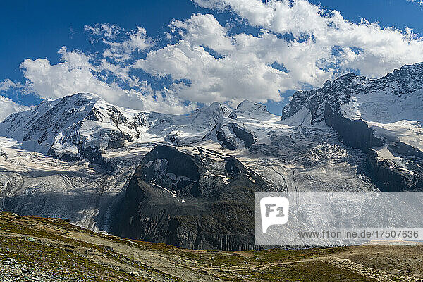 Scenic view of Gorner Glacier in Pennine Alps