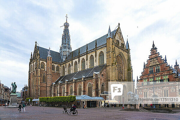 Netherlands  North Holland  Haarlem  Grote Kerk cathedral on Grote Markt square