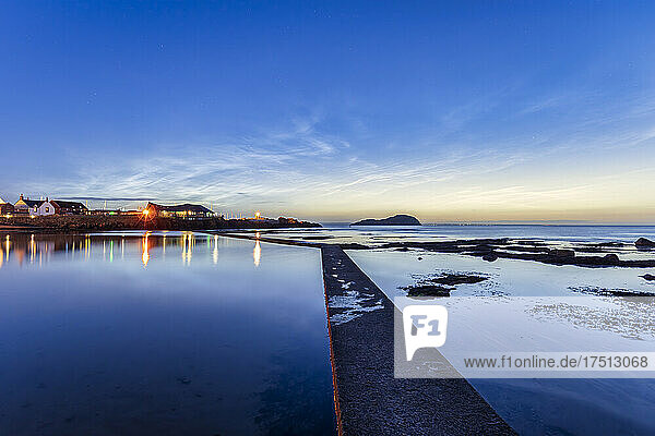 UK  Scotland  North Berwick  Shore of Firth of Forth at blue dusk
