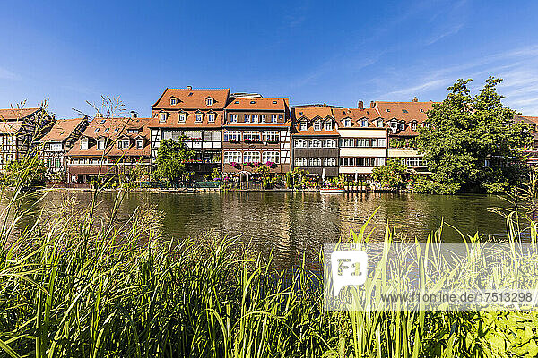 Germany  Bavaria  Bamberg  River Regnitz and Little Venice townhouses in spring
