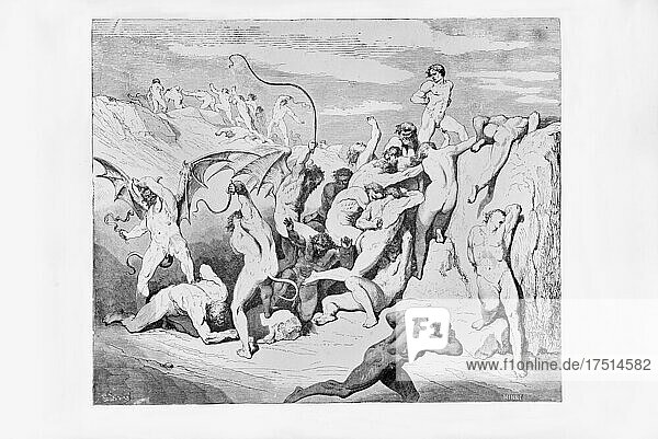 Gustave Doré  Die Göttliche Komödie  La Divina Commedia  Inferno  Gesang XVIII  V. 37-38  1887  Kupferstich  (Sammlung Ambrosini)