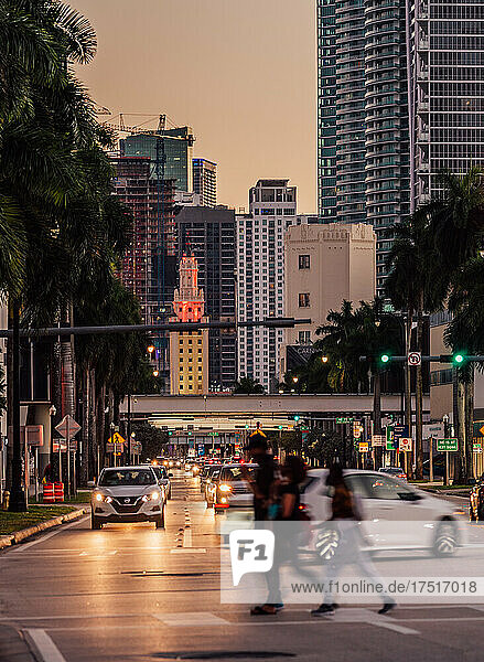 street Miami Florida downtown people traffic