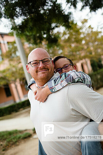Dad with Son on Piggyback in San Diego