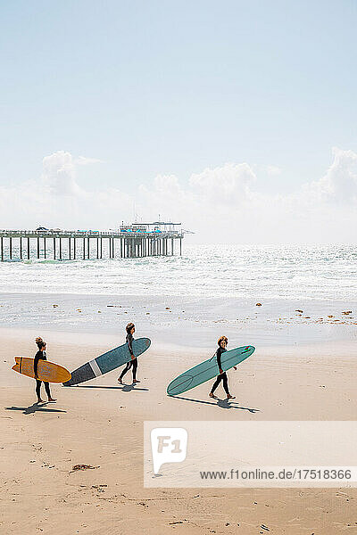 Group of women with surfboards at the beach