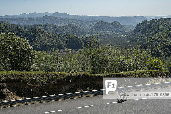 One person cycling from Gulf of Mexico to Pico de Orizaba near Xalapa
