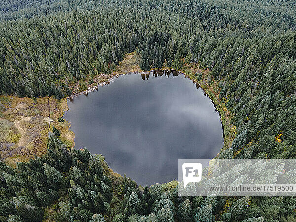 Aerial view of Mirror Lake in Oregon  USA