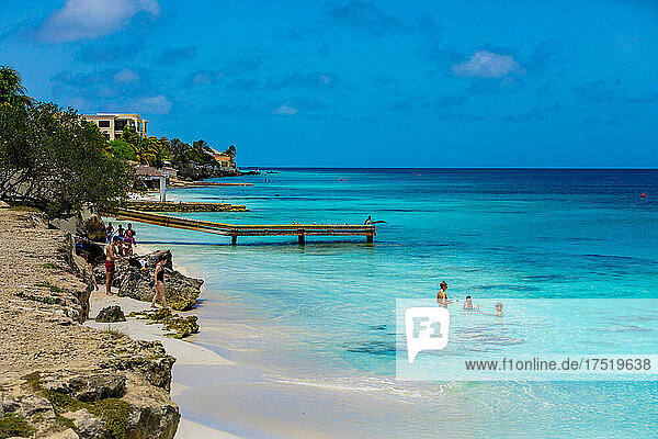 View of the clear blue waters of Bonaire  Netherlands Antilles  Caribbean  Central America
