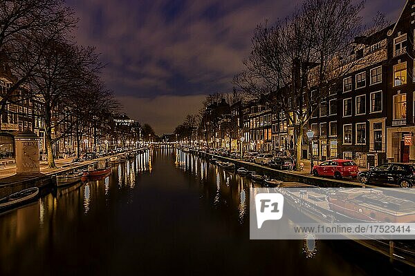 Canals of Amsterdam at night  Amsterdam  Netherlands