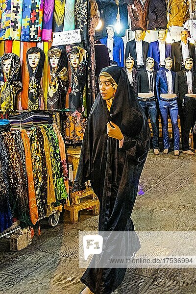 Headscarves in all colours  The Grand Bazaar  Isfahan  Isfahan  Iran  Asia