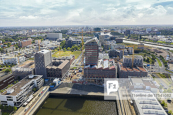 Germany  Bremen  Aerial view of buildings of Marina Europahafen