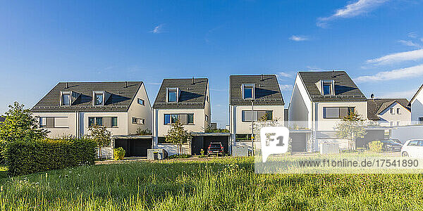 Germany  Baden-Wurttemberg  Ostfildern  Modern suburban houses in summer