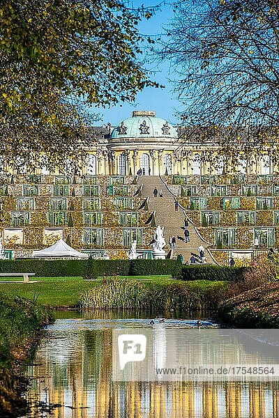 Schloss und Park Sanssouci im Herbst  UNESCO-Weltkulturerbe  Potsdam  Brandenburg  Deutschland  Europa
