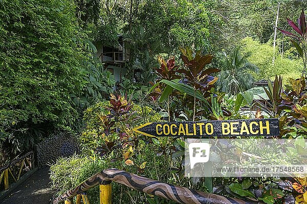 Wegweiser Cocalito Beach  Drake Bay  Provinz Puntarenas  Costa Rica  Mittelamerika
