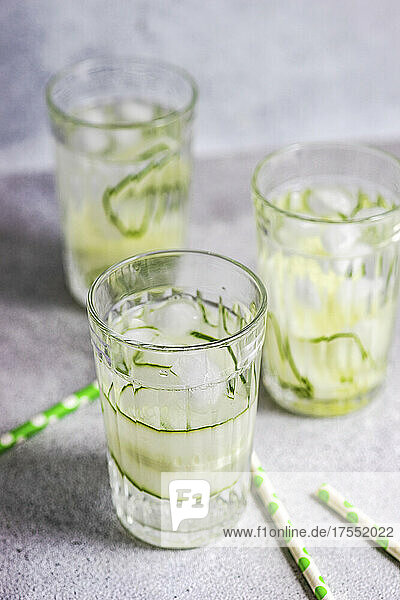Glasses with detox cucumber water