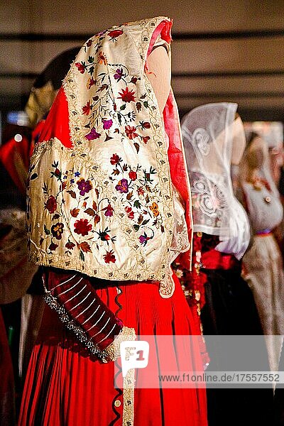 Traditional costumes  Museo della Vita e delle Tradizioni Popolari Sarde  Sardinia  Italy  Europe
