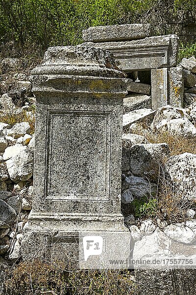 Fragmente an der Colonadenstrasse  Termessos  antike Ruinenstätte  Türkei  Termessos  Türkei  Asien