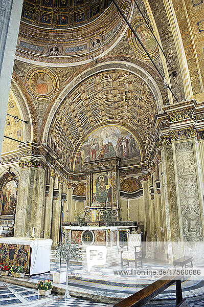 Milan. Italy. The false apse of Santa Maria presso San Satiro  by Donato Bramante  1482-1486  an early example of trompe l'oeil in architecture.