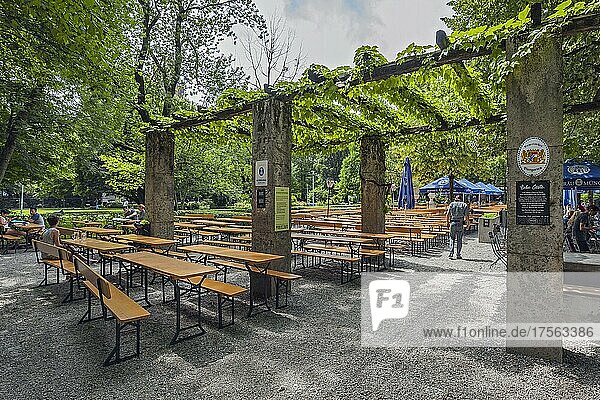 Beer garden at the Park-Cafe  Munich  Upper Bavaria  Bavaria  Germany  Europe