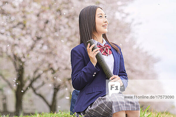 Graduating Japanese High School Girls