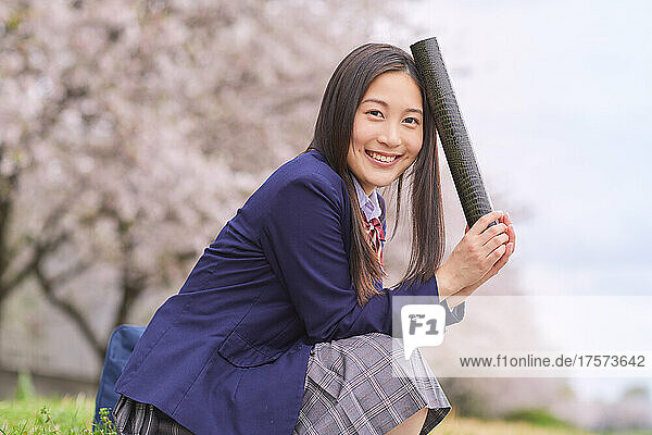 Graduating Japanese High School Girl