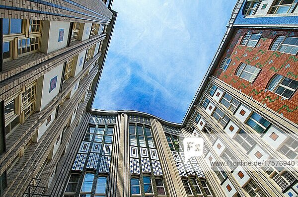 Colourful facades in one of the Hackesche Höfe  Mitte district  Berlin  Germany  Europe