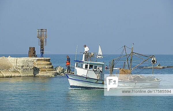 Fishing boat  harbour  Jaffa  Tel Aviv  Israel  Asia
