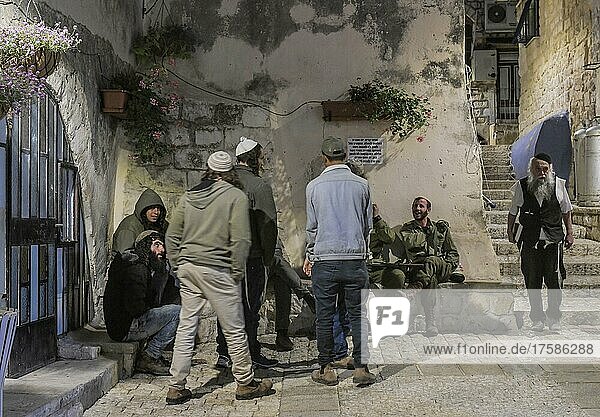 Men  Old City alleys  Safed  Israel  Asia