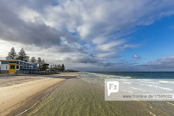 Australia  South Australia  Adelaide  Clouds over empty Henley Beach
