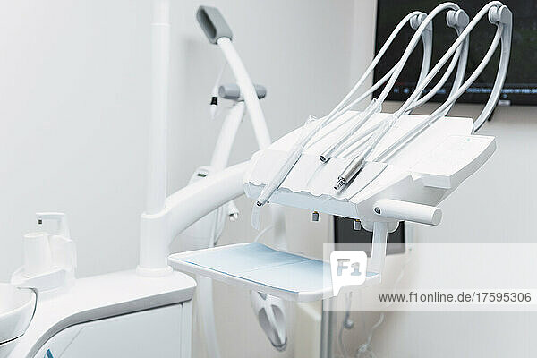 Dental equipment in modern dentist office at clinic