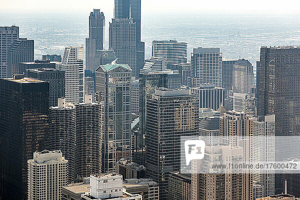 Downtown city view on sunny day  Chicago  USA