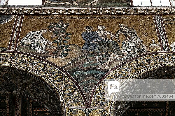 Mosaic in the Cathedral of Monreale  Duomo di Monreale  near Palermo  Sicily  Italy  Europe