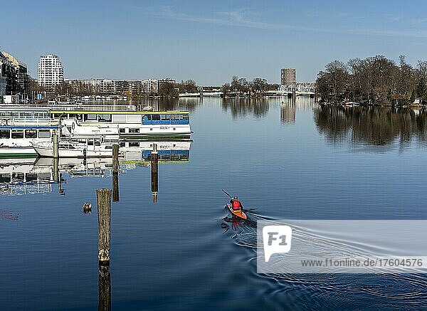 Paddle boat on the Havel in Spandau  Berlin  Germany  Europe