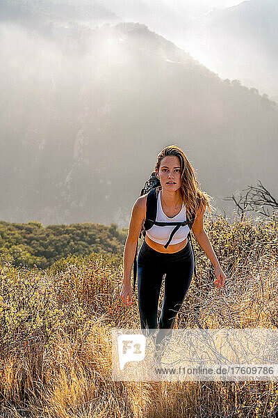 A woman hiking in the Santa Monica Mountains.