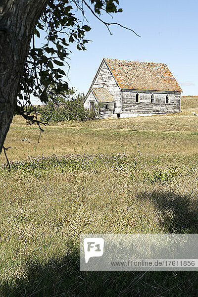 Old abandoned church iin the ghost town of Neidpath  Saskatchewan; Neidpath  Saskatchewan  Canada