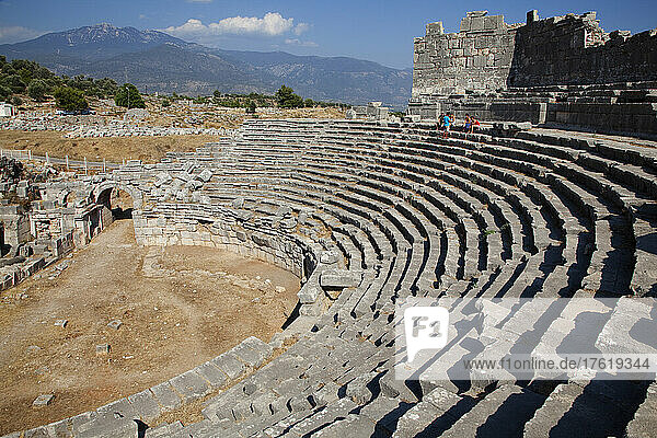 Roman amphitheatre at the ruins of Xanthos  near Kalkan  Turkey; Xanthos  Antalya Province  Turkey