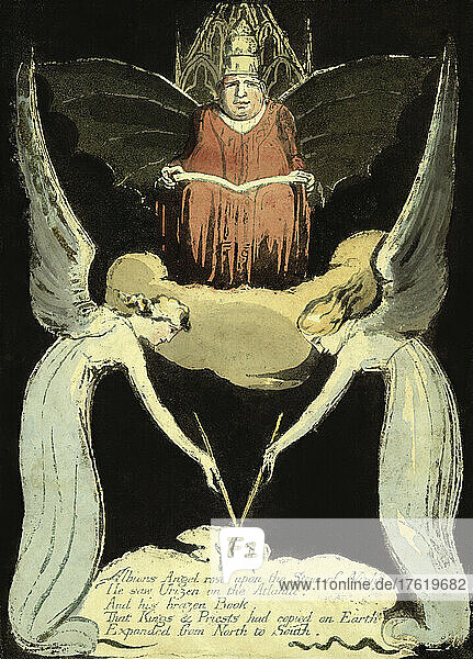 Der Engel von Albion stieg auf den Stein der Nacht.... Aus Europa eine Prophezeiung  erstmals veröffentlicht 1794. Vom englischen Dichter und Künstler William Blake  1757 - 1827.