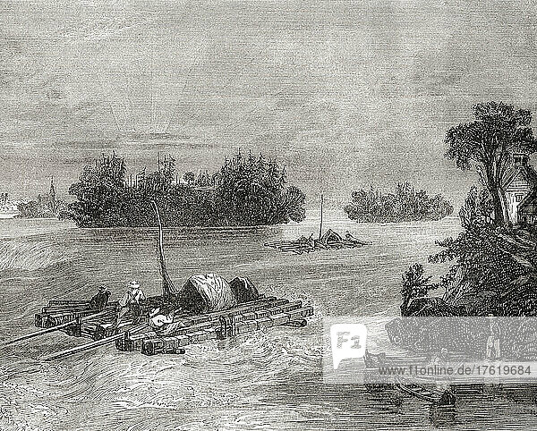 View on the Ohio River  North America  19th century. From Cassell's Illustrated History of England  published c.1890.