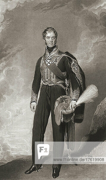 Henry William Paget  1. Marquess of Anglesey  Baron Paget of Beaudesert  4. Earl of Uxbridge  1768 - 1854. Offizier und Politiker der britischen Armee. Nach dem Gemälde von Thomas Lawrence.