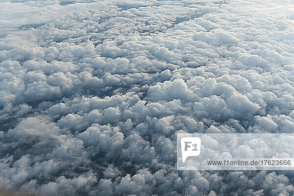 Airplane view of cloudy sky