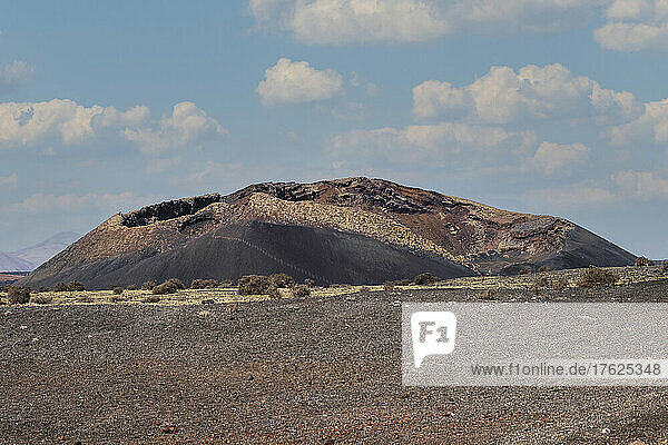 Volcanic mountain on sunny day at Lanzarote  Spain